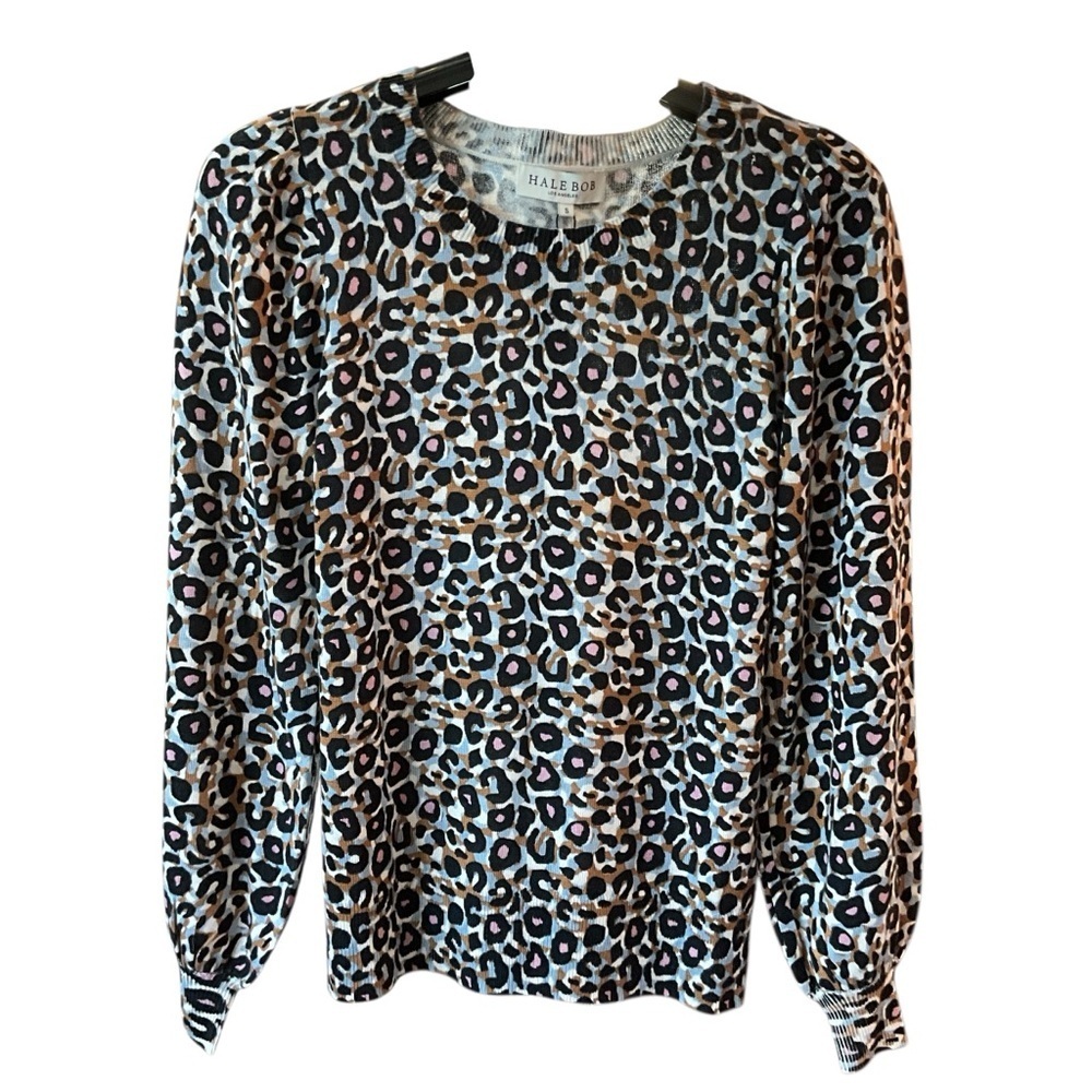 Hale Bob Black and White Puff Sleeve Blouse